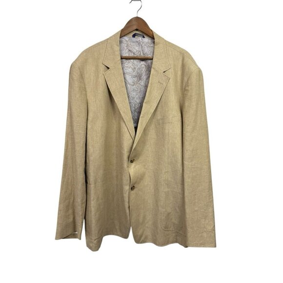 Alan Flusser Jacket Mens XXL Beige Blazer Linen Cotton Sport Coat
